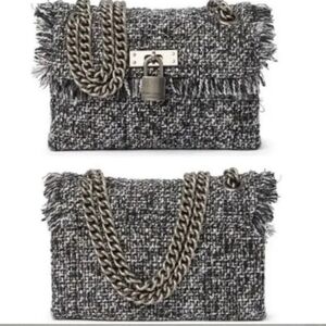 Kurt Geiger Tweed Crossbody Bag with Chain